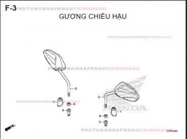 F3 – GƯƠNG CHIẾU HẬU – HONDA AIR BLADE 125-150 2020 (K1G-K1F)