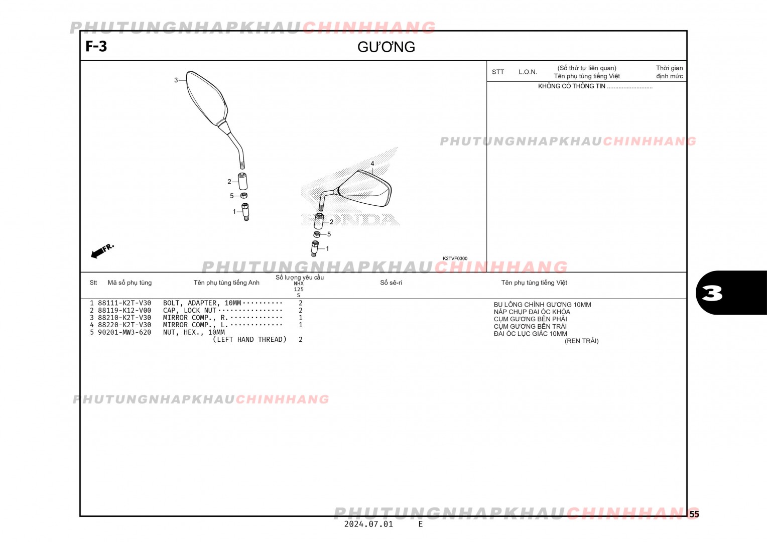 F3 - GƯƠNG - HONDA LEAD 125 4VAL 2025 (K2TS)