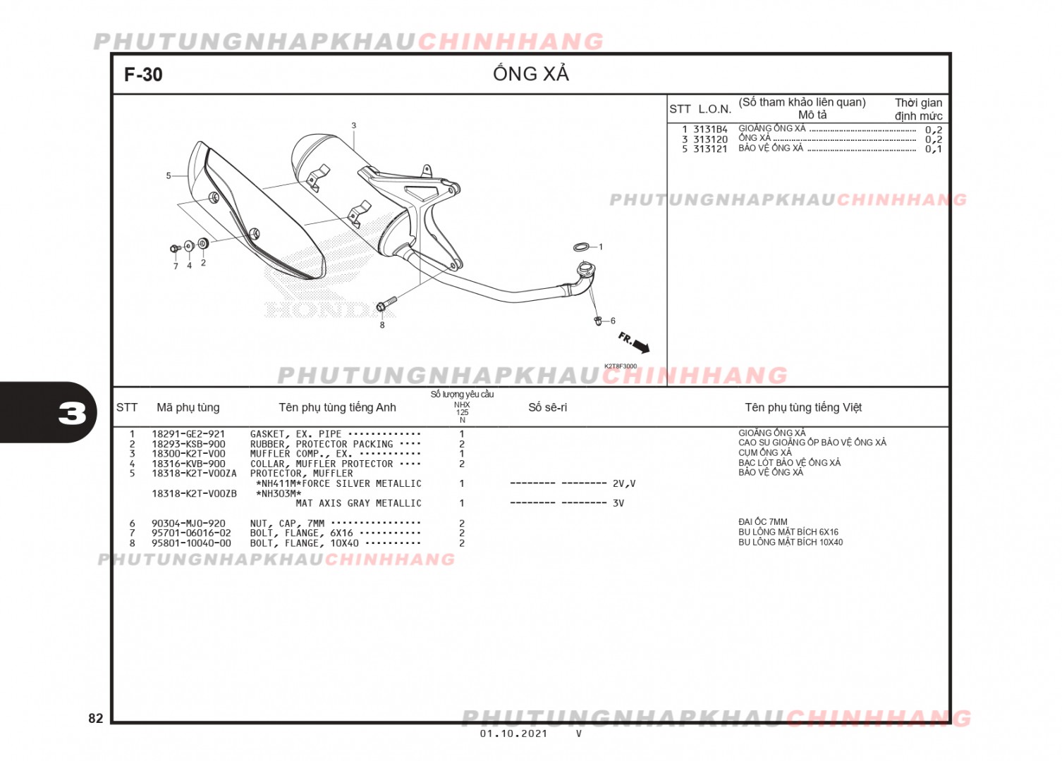 F30 - ỐNG XẢ - HONDA LEAD 125 4VAL (K2T)