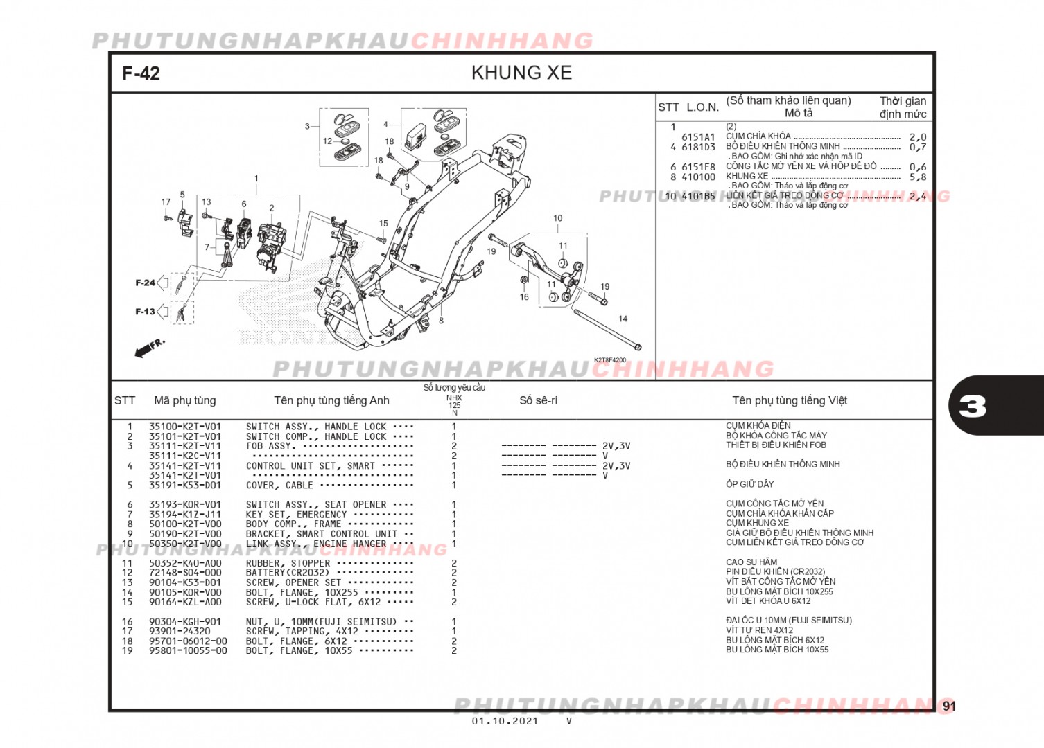 F42 - KHUNG XE - HONDA LEAD 125 4VAL (K2T)