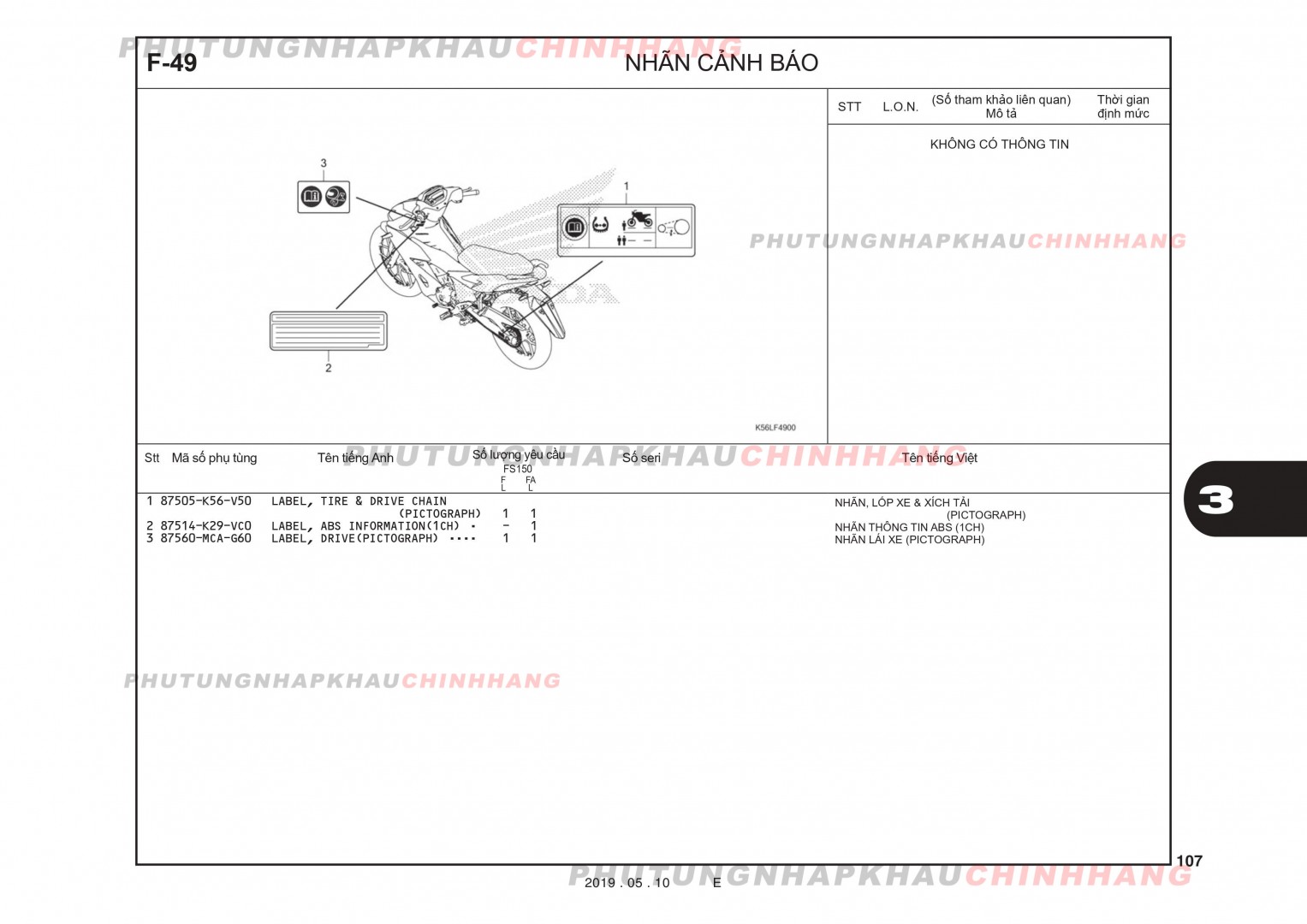 F49 - TEM CẢNH BÁO - HONDA WINNER X V2 2019 (K56L)