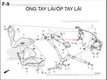 F9 – ỐP TAY LÁI – HONDA AIR BLADE 125 2016 (K66)