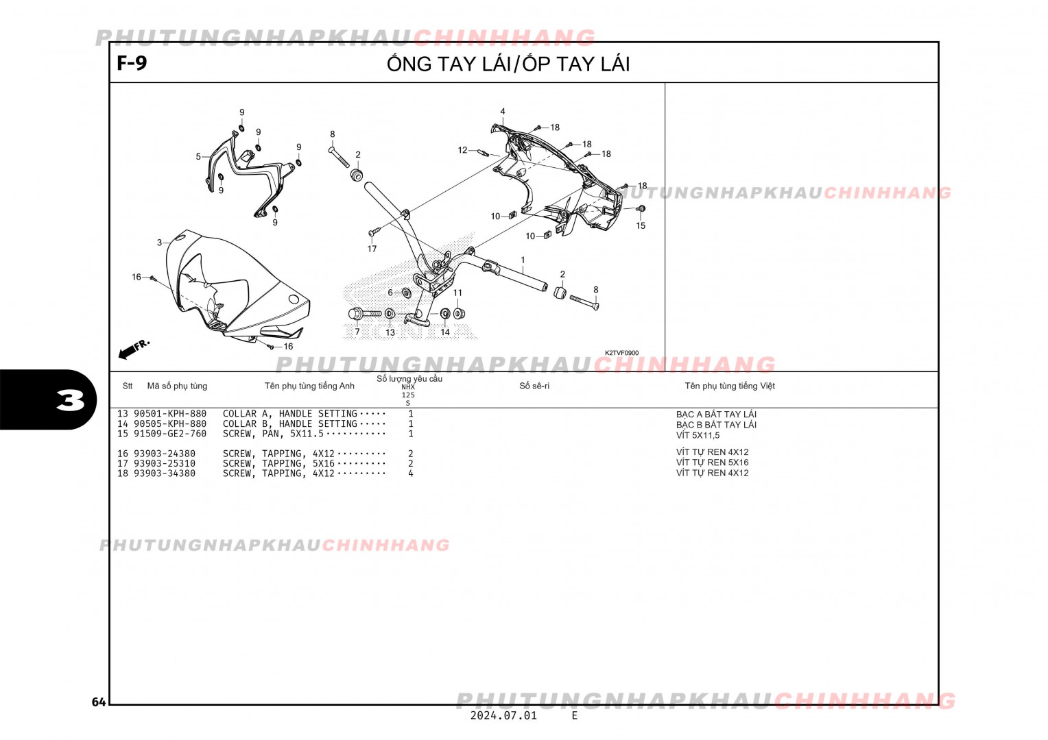 F9 - ỐP TAY LÁI - HONDA LEAD 125 4VAL 2025 (K2TS)