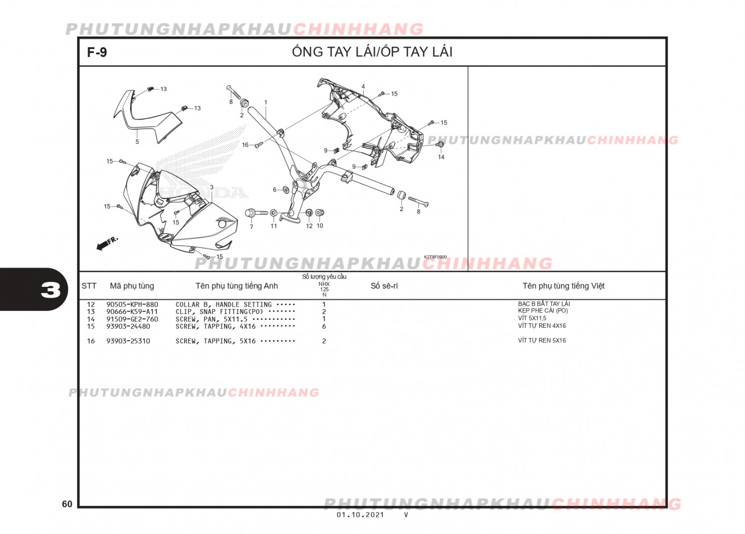 F9 - ỐP TAY LÁI - HONDA LEAD 125 4VAL (K2T)