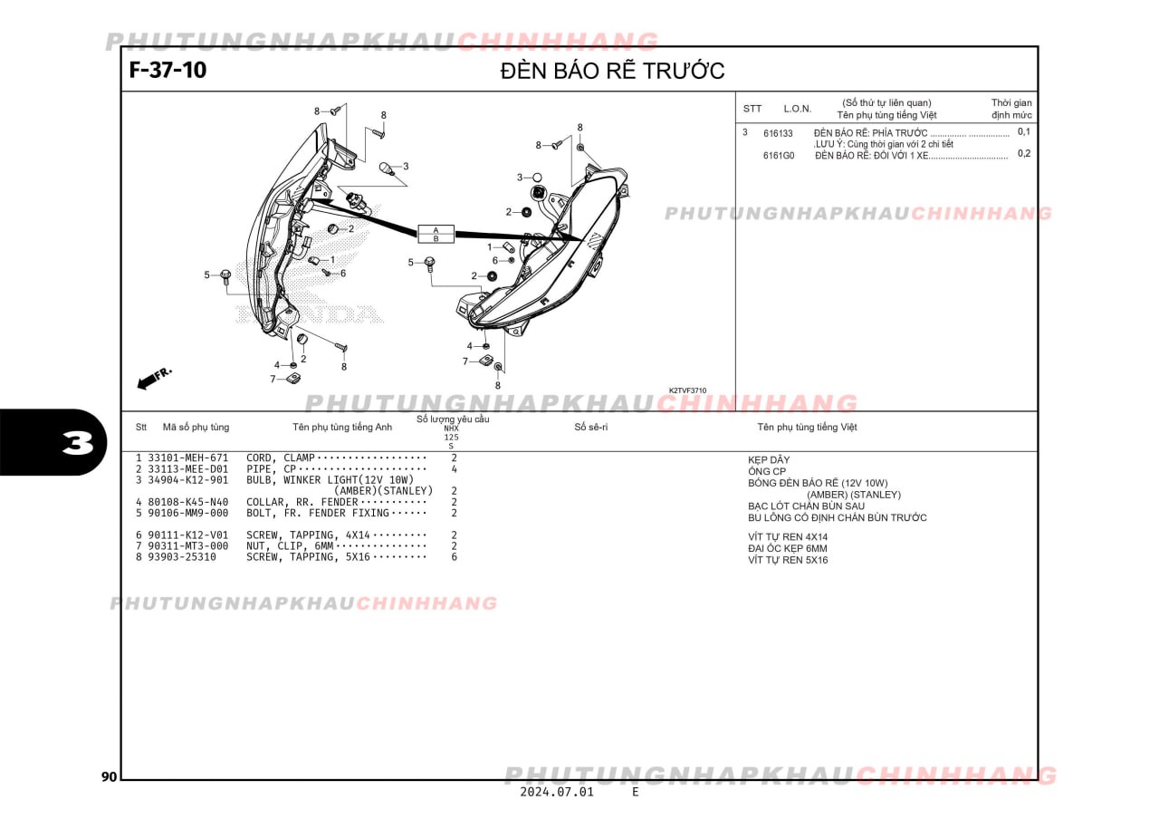 F37-10 - ĐÈN XI NHAN TRƯỚC - HONDA LEAD 125 4VAL 2025 (K2TS)-2