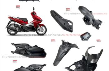 Bộ nhựa nhám Air Blade 125 K66 (11 món), AB 125 đời 2016 2017 2018 2019, Dàn nhựa nhám đen ngoài Ab125