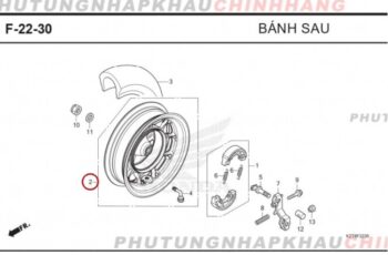 Mâm xe Sau Đen Lead 125 4 val 2022 2023 2024, Vành bánh sau Lead 4 val