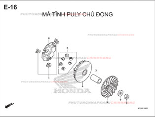 E16 – MÁ TĨNH PULY CHỦ ĐỘNG – HONDA SH MODE 125 (K29M)
