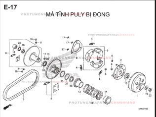 E17 – MÁ TĨNH PULY BỊ ĐỘNG – HONDA SH MODE 125 (K29M)