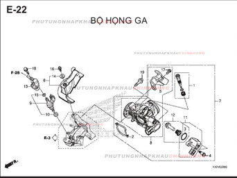 E22 – BỘ HỌNG GA – HONDA LEAD 125 2017 (K12V)