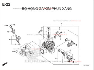 E22 – HỌNG GA KIM PHUN – HONDA SH MODE 125 (K29M)
