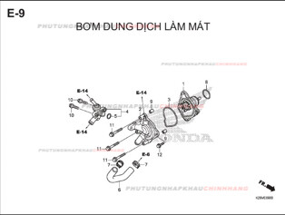 E9 – BƠM DUNG DỊCH LÀM MÁT – HONDA SH MODE 125 (K29M)