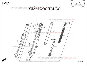 F17 – GIẢM XÓC TRƯỚC – HONDA VISION 110 2011 (KZL)
