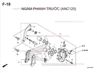F18 – NGÀM PHANH TRƯỚC – HONDA SH MODE 125 (K29M)