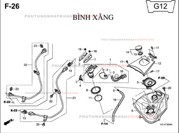 F26 – BÌNH XĂNG – HONDA VISION 110 2011 (KZL)