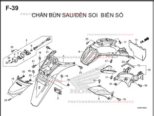 F39 – CHẮN BÙN SAU ĐÈN SOI BIỂN SỐ – HONDA SH MODE 125 (K29M)