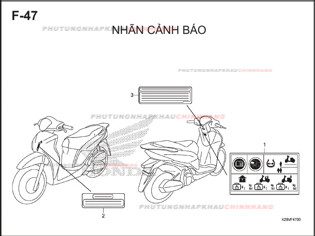 F47 – NHÃN CẢNH BÁO – HONDA SH MODE 125 (K29M)