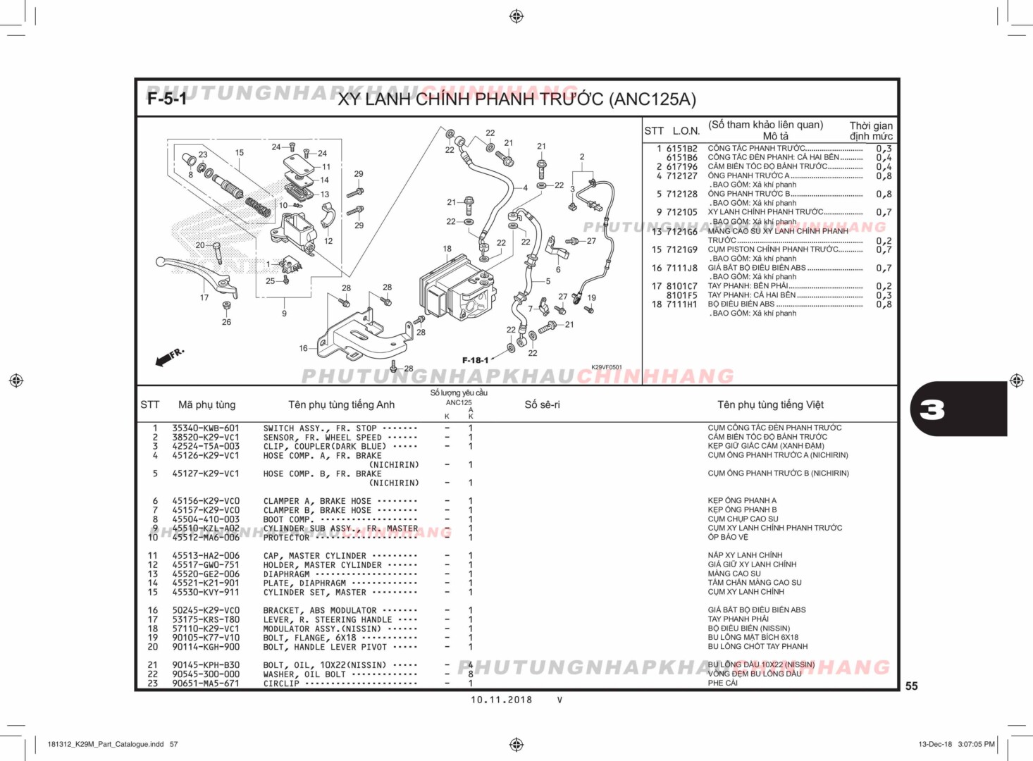 F5-1 - XY LANH CHÍNH PHANH TRƯỚC (ABS) - HONDA SH MODE 125 2013 (K29)