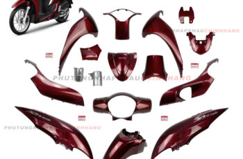 Dàn áo Sh Mode 125 màu Đỏ đô Đen bản Thể Thao 2021, Tiêu Chuẩn 2022 (16 món), Bộ vỏ nhựa màu Sh Mode 4 val 2023 2024