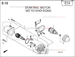 E12 – MÔ TƠ KHỞI ĐỘNG – HONDA CLICK 110 (KVB)