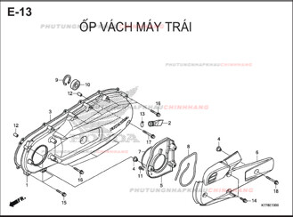 E13 – ỐP VÁCH MÁY TRÁI – HONDA SH 125-150 (K77-K78)