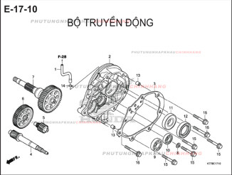 E17-10 – BỘ TRUYỀN ĐỘNG – HONDA SH 125-150 (K77-K78)
