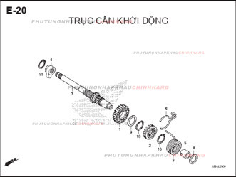 E20 – TRỤC CẦN KHỞI ĐỘNG – HONDA WAVE RSX 110 (K90J)
