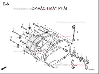 E6 – ỐP VÁCH MÁY PHẢI – HONDA WAVE RSX 110 (K90J)