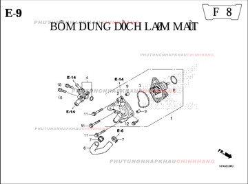 E9 – BƠM DUNG DỊCH LÀM MÁT – SH 125-150 (K01-K02)