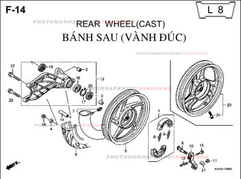 F14 – BÁNH SAU VÀNH ĐÚC – HONDA AIR BLADE 110 (KVG)