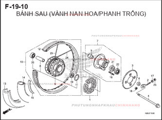 F19-10 – BÁNH SAU NAN HOA – HONDA WAVE RSX 110 (K90J)