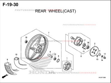 F19-30 – BÁNH SAU (VÀNH ĐÚC) – FUTURE 125 (KYZ)