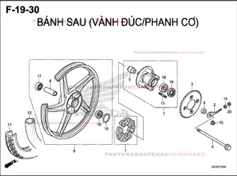 F19-30 – BÁNH SAU VÀNH ĐÚC – HONDA WAVE RSX 110 (K90A)