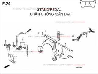 F20 – CHÂN CHỐNG BÀN ĐẠP – HONDA CLICK 110 (KVB)