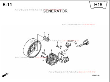 E11 – MÁY PHÁT ĐIỆN – HONDA WAVE A A+ZX S RS 100