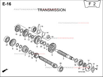 E16 – BỘ TRUYỀN ĐỘNG – HONDA WAVE ALPHA 100 (KWY)
