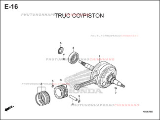 E16 – TRỤC CƠ PISTON – HONDA SUPER CUB C125 (K0G)