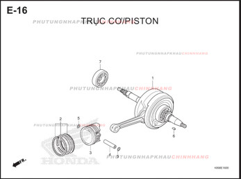 E16 – TRỤC CƠ PISTON – HONDA WAVE ALPHA 110 (K89)