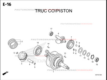 E16 – TRỤC CƠ PISTON – HONDA WINNER R 150 (K2PT)