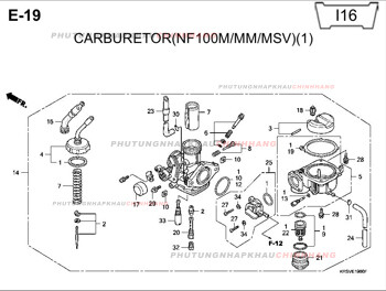 E19 – BỘ CHẾ HÒA KHÍ (1) – HONDA WAVE A A+ZX S RS 100