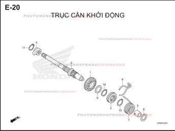 E20 – TRỤC CẦN KHỞI ĐỘNG – HONDA WAVE ALPHA 110 (K89)