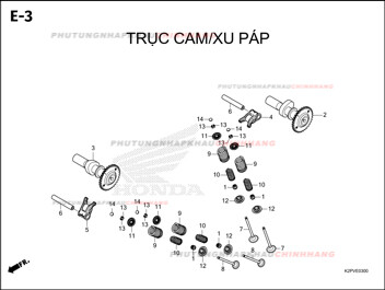 E3 – TRỤC CAM XU PÁP – HONDA WINNER R 150 (K2PT)