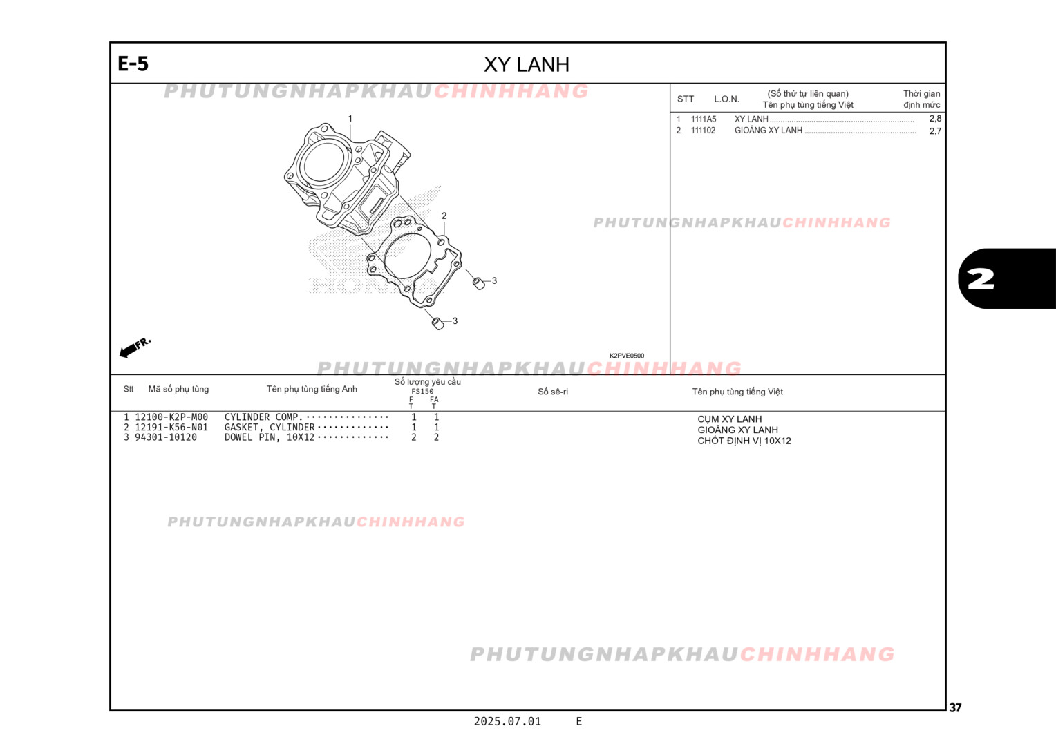 E5 - XY LANH - HONDA WINNER R 150 (K2PT)