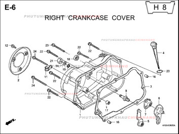 E6 – NẮP VÁCH MÁY PHẢI – HONDA WAVE A A+ZX S RS 100