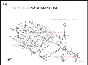 E6 – VÁCH MÁY PHẢI – HONDA WAVE ALPHA 110 (K89)
