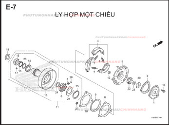 E7 – LY HỢP MỘT CHIỀU – HONDA WAVE ALPHA 110 (K89)