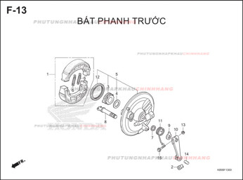 F13 – BÁT PHANH TRƯỚC – HONDA WAVE ALPHA 110 (K89)