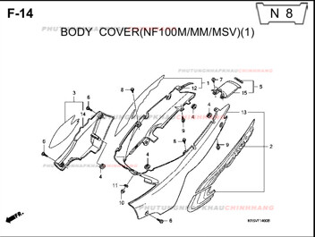 F14 – ỐP THÂN (1) – HONDA WAVE A A+ZX S RS 100