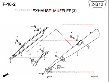 F16-2 – ỐNG XẢ (3) – HONDA WAVE A A+ZX S RS 100