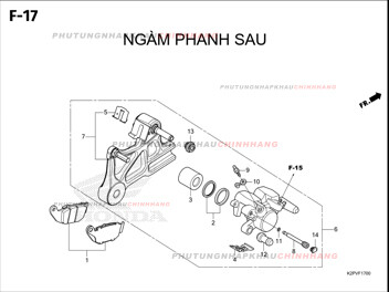 F17 – NGÀM PHANH SAU – HONDA WINNER R 150 (K2PT)